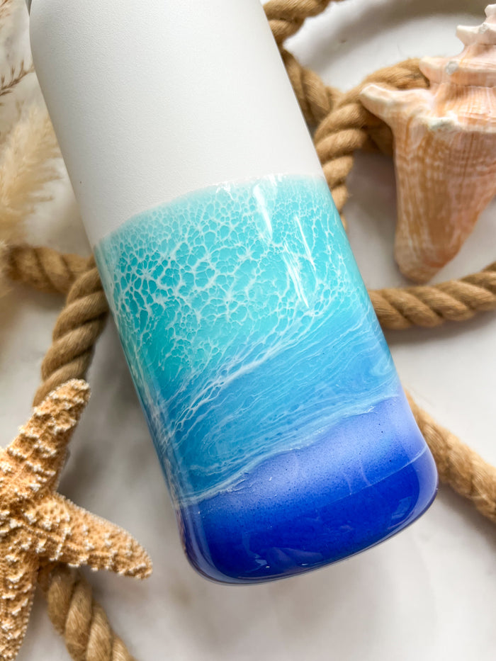 Ocean Waves White Owala 32oz Water Bottle