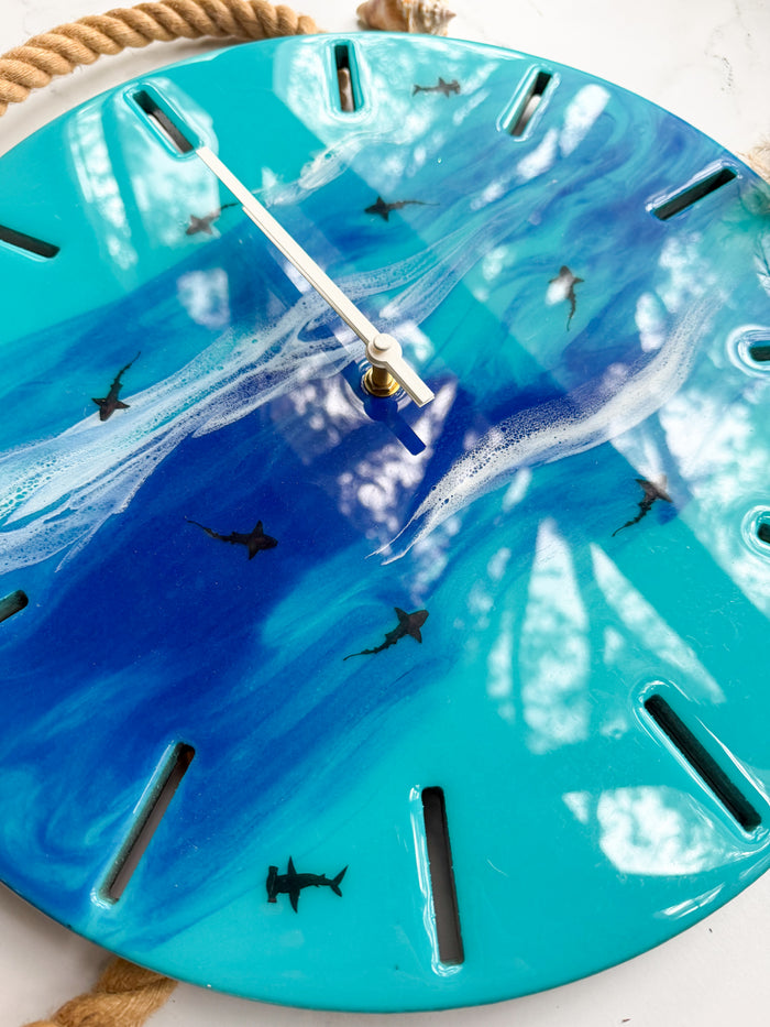 Circling Sharks Clock - 16in