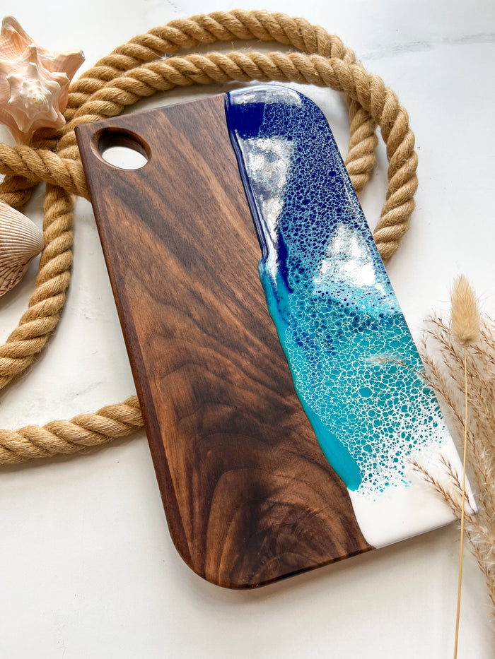 Walnut Charcuterie Board Abstract Ocean