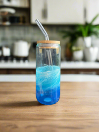 Iced Coffee Glass with glass straw (20oz)