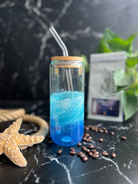 Iced Coffee Glass with glass straw (20oz)