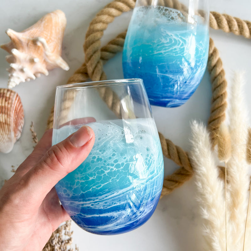 Stemless Ocean Wine Glasses (Pre-Order)