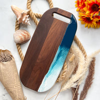 Abstract Wave Walnut Charcuterie Board with Handle
