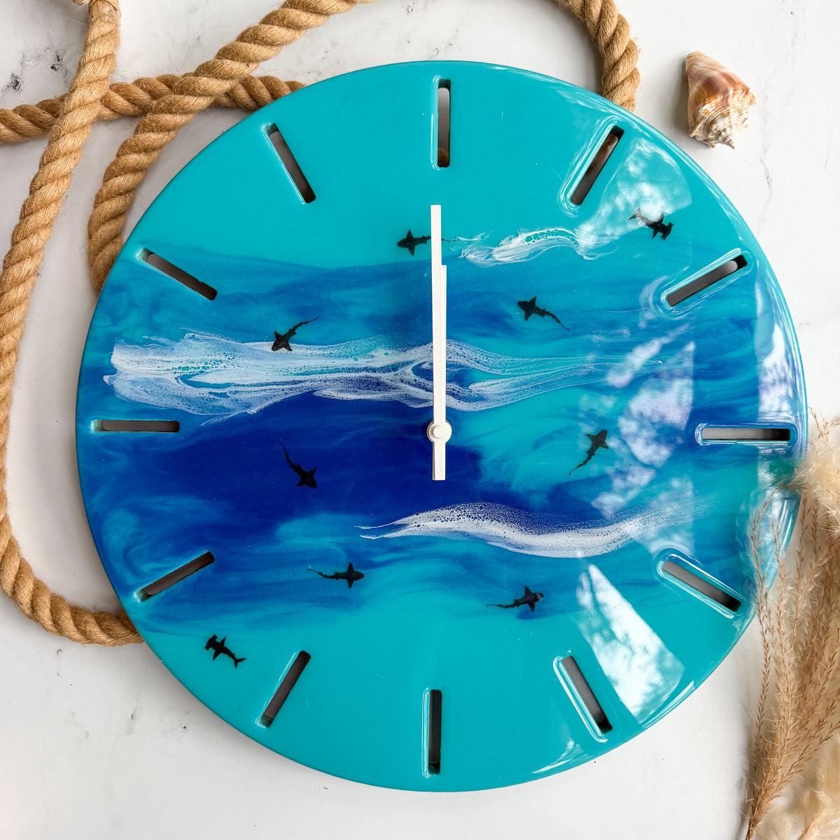 Circling Sharks Clock - 16in