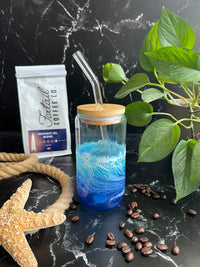 Iced Coffee Glass with glass straw (16oz)