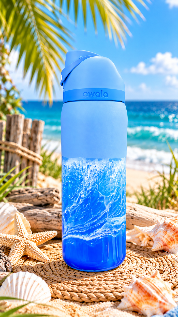 Ocean Waves Out of the Blue Owala 32oz Water Bottle