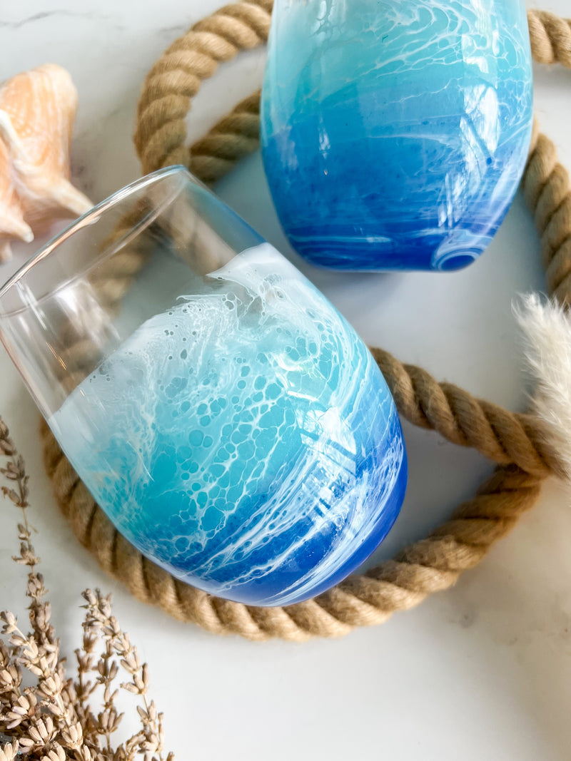 Stemless Ocean Wine Glasses (Pre-Order)