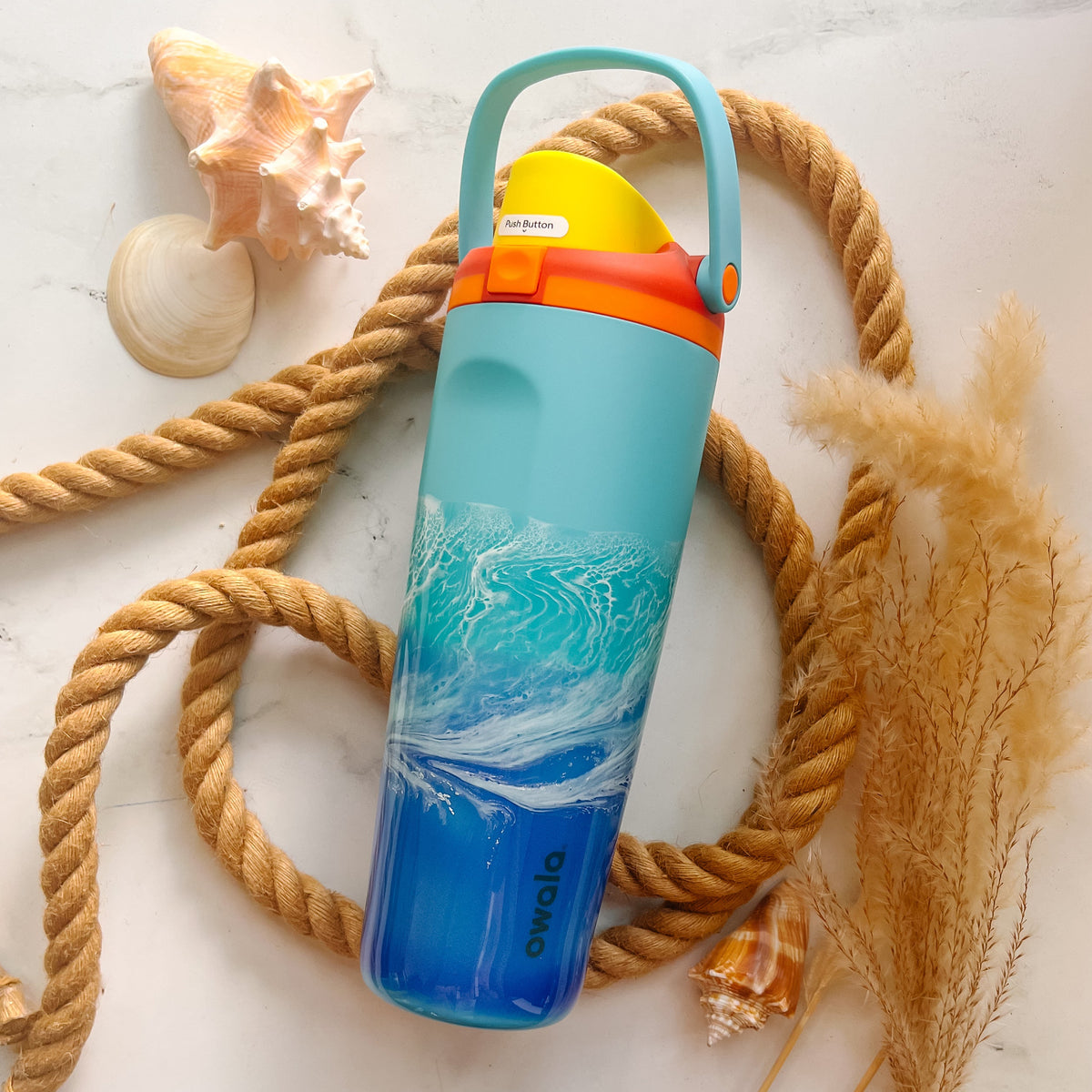 Ocean Waves Summer Sweetness Owala Sway 30oz Water Bottle