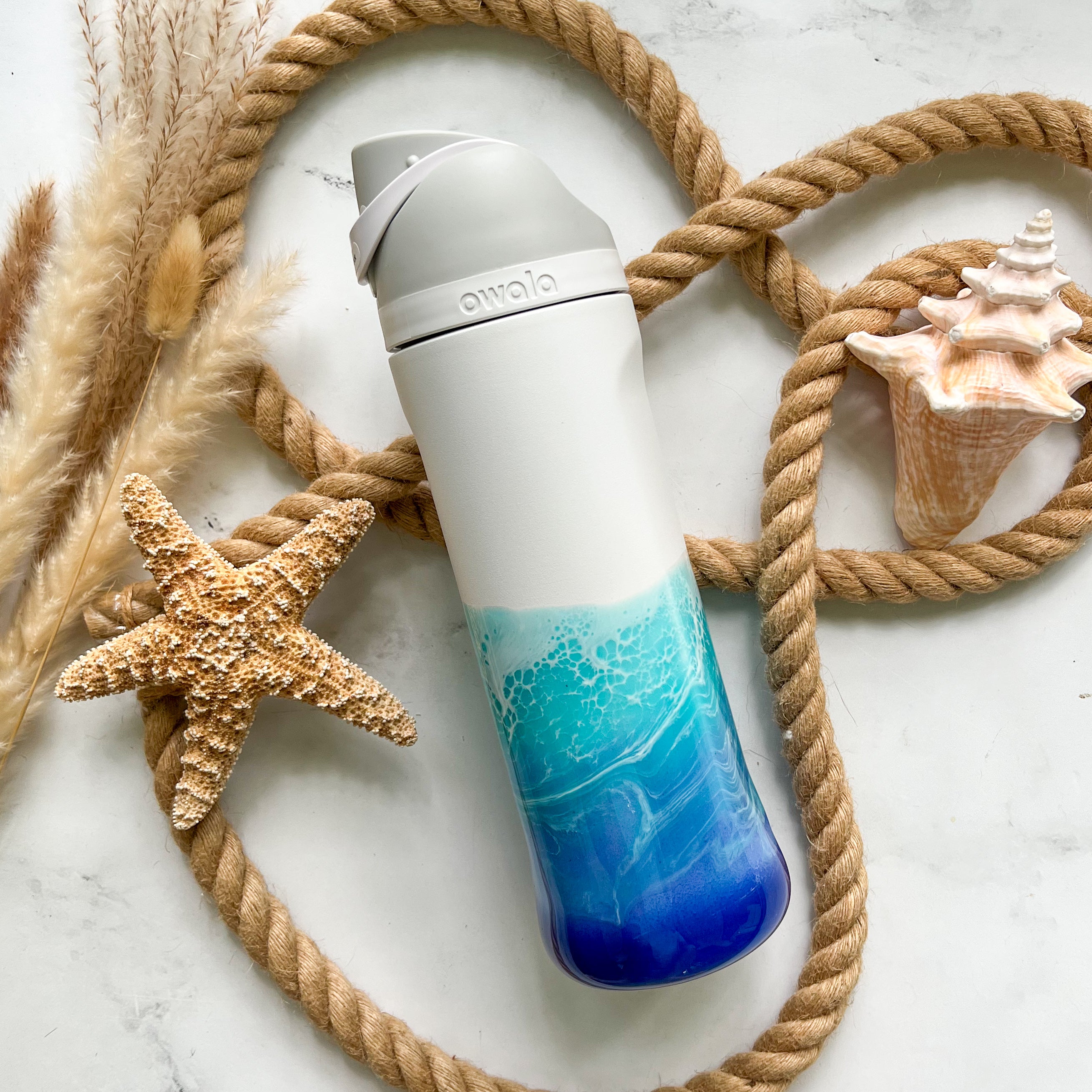 Ocean Waves White Owala 24oz Water Bottle – Citrus Waves Art