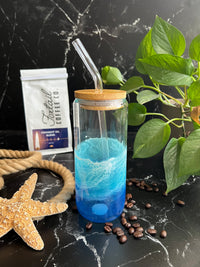 Iced Coffee Glass with glass straw (20oz)
