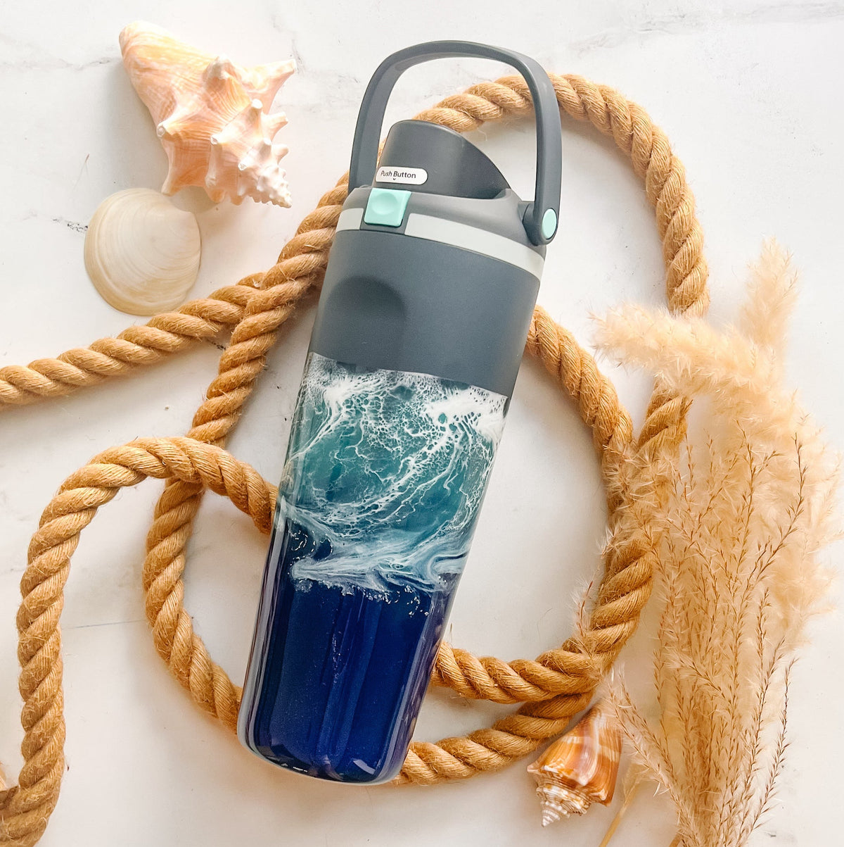 Ocean Waves Foggy Tide Owala Sway 30oz Water Bottle