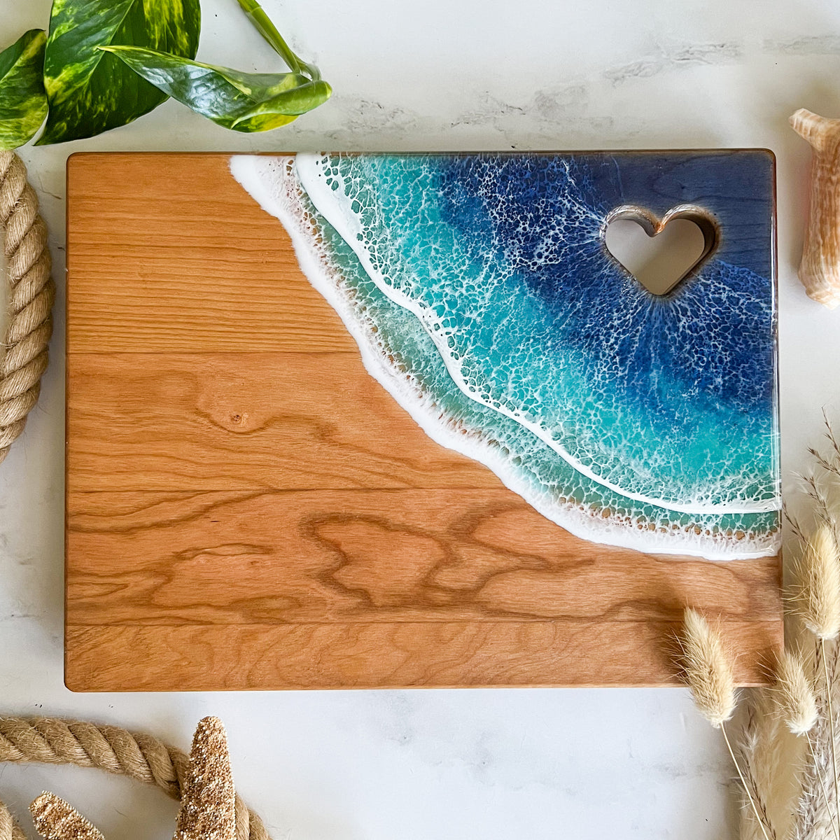 Cherry Charcuterie Board with Heart Cutout (Engraving Available)