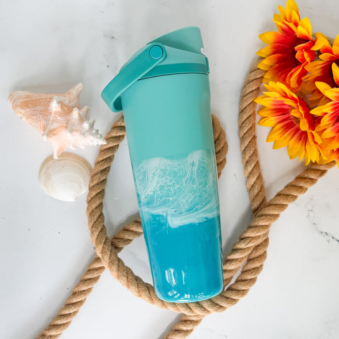 Ocean Waves 90s Kid Owala Sway 30oz Water Bottle