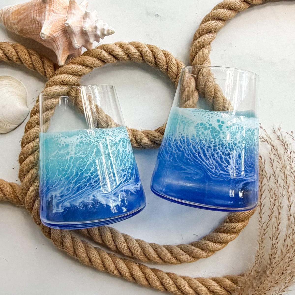Stemless Ocean Wine Glasses (No Tip)