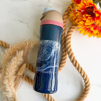 Ocean Waves Navy Owala 24oz Water Bottle