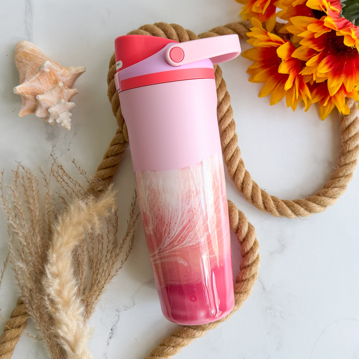 Ocean Waves Angel Food Cake Owala Sway 30oz Water Bottle