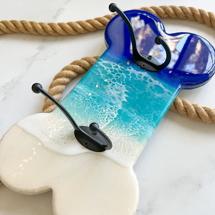 Dog Leash Holder - Blue & Teal