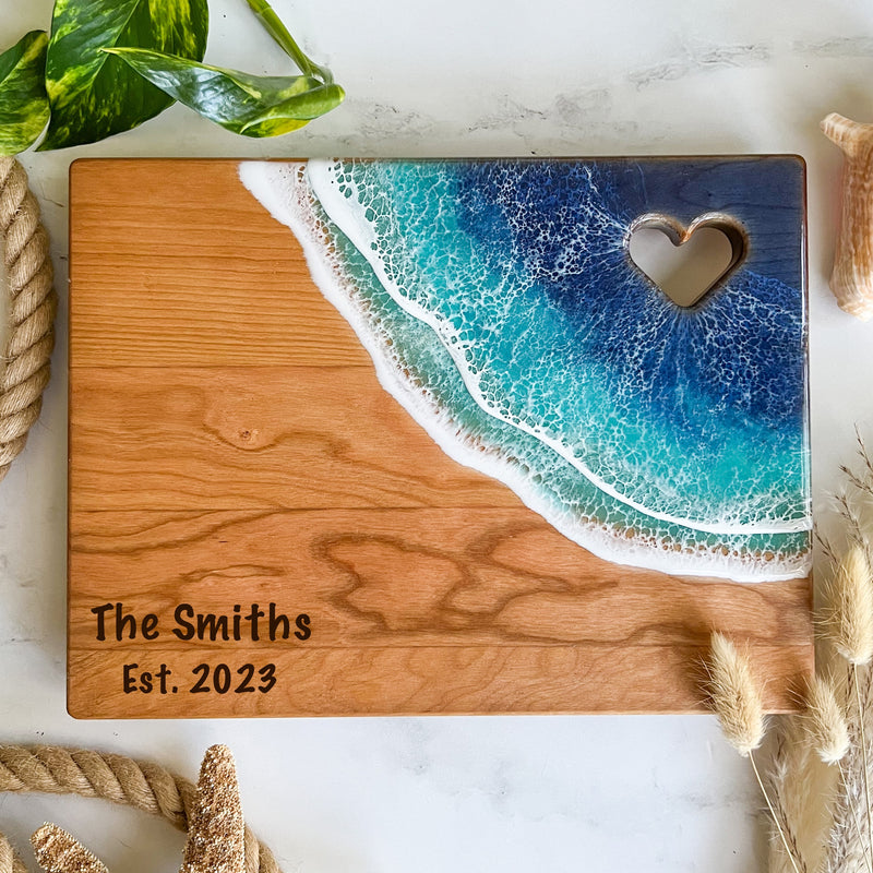 Cherry Charcuterie Board with Heart Cutout (Engraving Available)