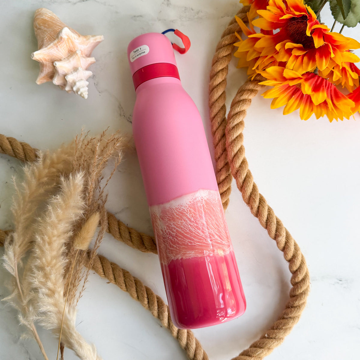 Ocean Waves Pink Owala 24oz Water Bottle