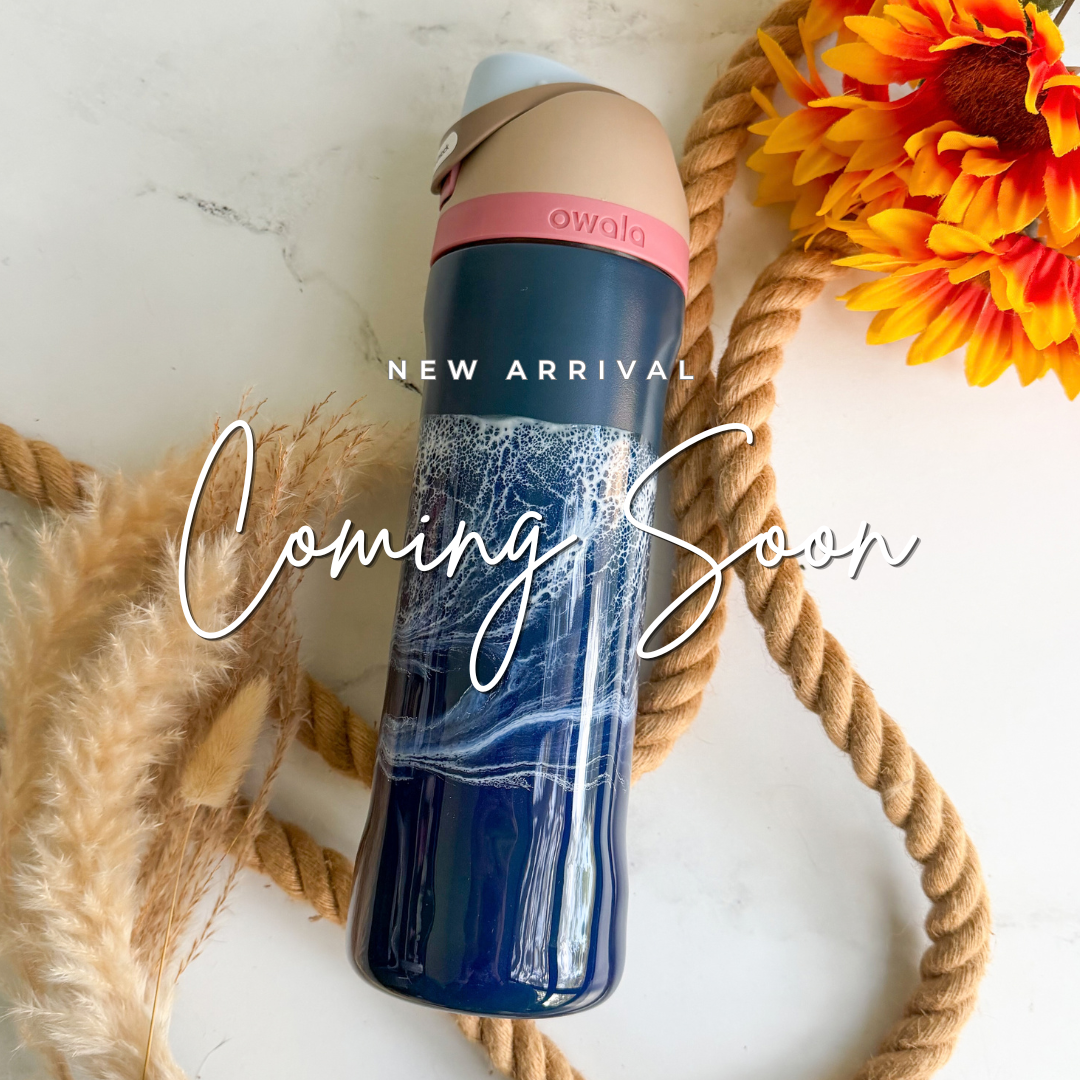 Ocean Waves Navy Owala 24oz Water Bottle