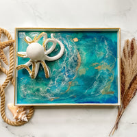 Golden Octopus White Acrylic Tray