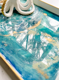 Golden Octopus White Acrylic Tray