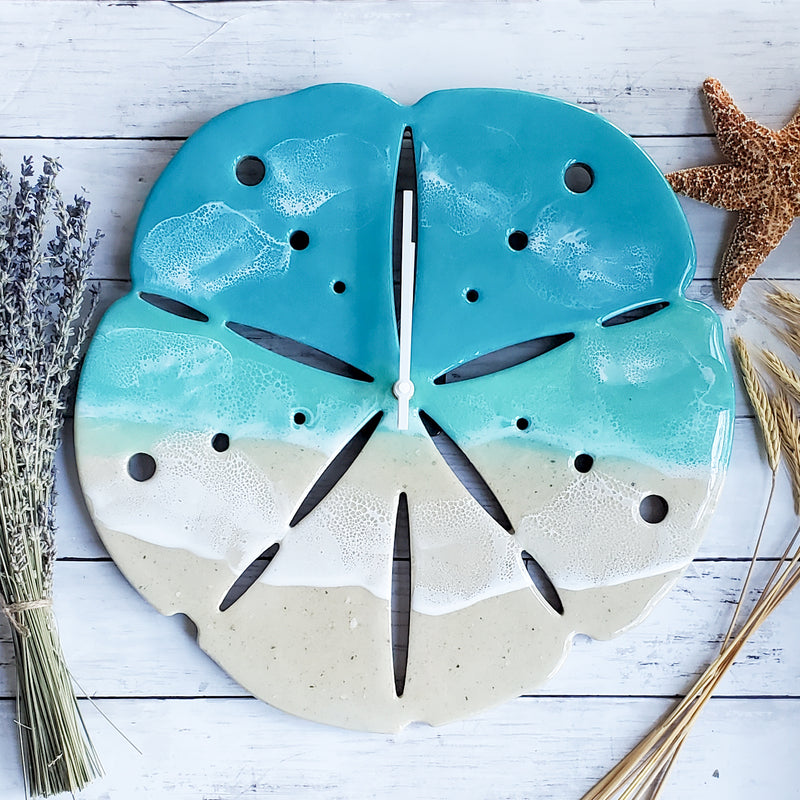 Sand Dollar Clock - Made with Real Florida Sand