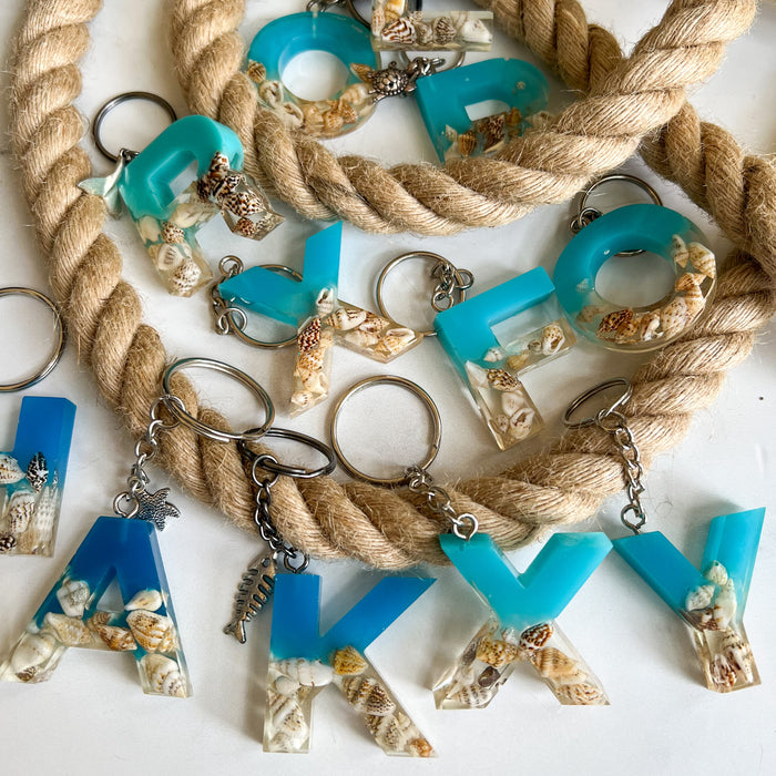 Ocean Letter Keychains with Ocean Charm