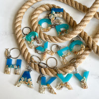 Ocean Letter Keychains with Ocean Charm