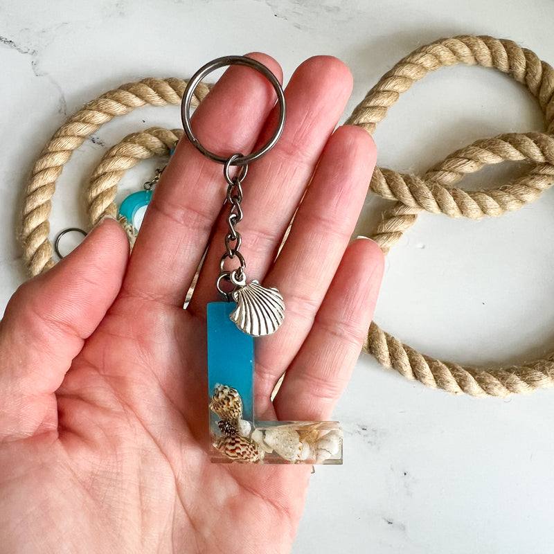 Ocean Letter Keychains with Ocean Charm