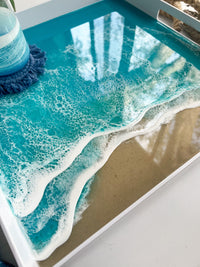 White Acrylic Tray - Coquina Beach Teal
