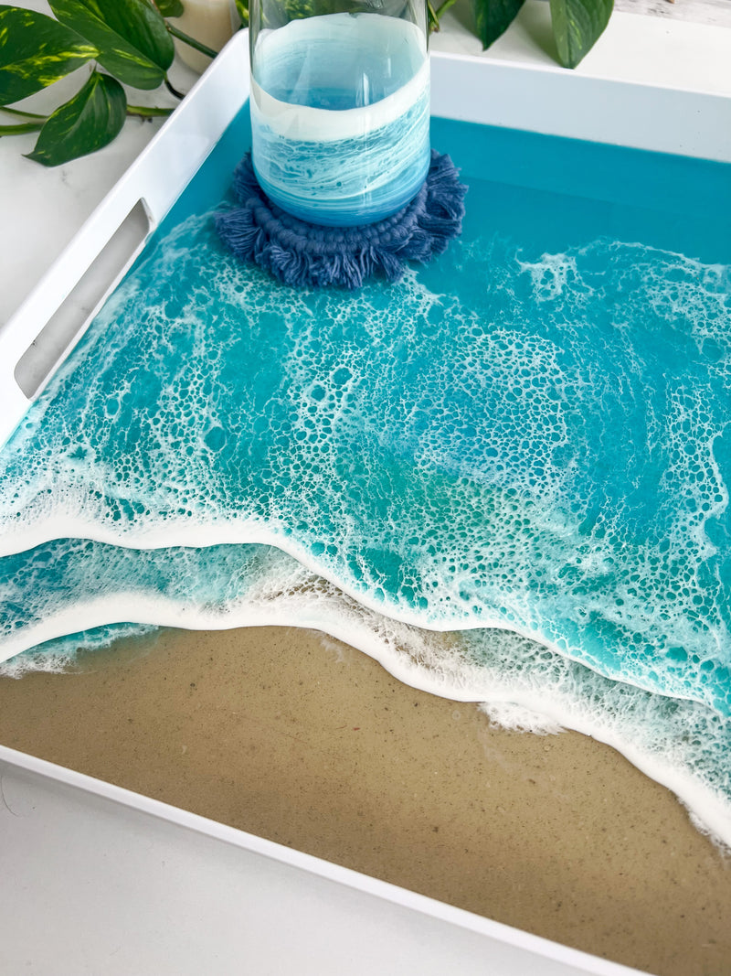 White Acrylic Tray - Coquina Beach Teal