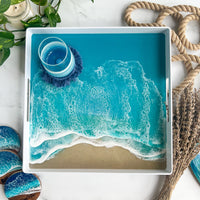 White Acrylic Tray - Coquina Beach Teal